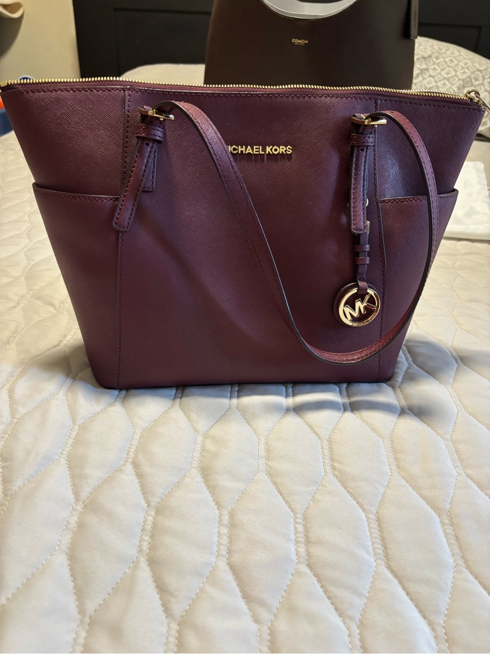 Michael Kors Burgundy Saffiano Leather Tote